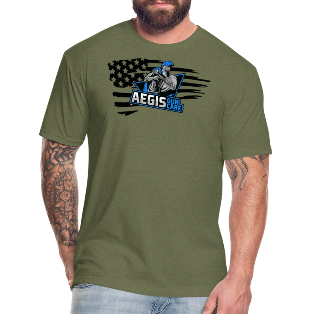 Aegis logo flag T-Shirt by Next Level - heather military green