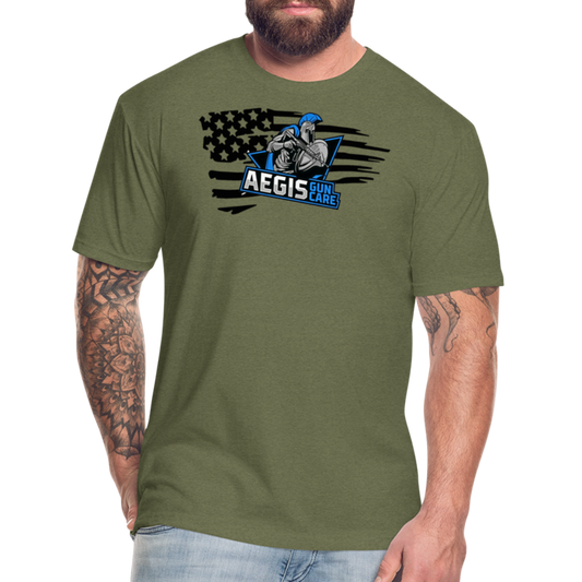 Aegis logo flag T-Shirt by Next Level - heather military green